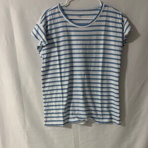LOFT Blue and White Striped Tee